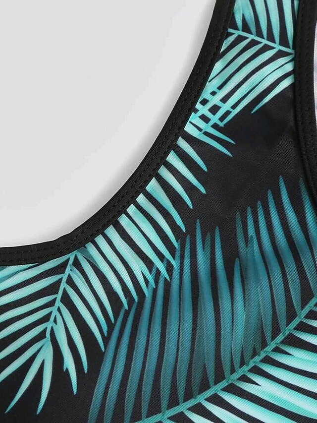 Womens Clothing Womens Swimwear | Womens Swimwear Bikini 2 Piece Normal Swimsuit Backless Printing Leaf Green Bathing Suits New 