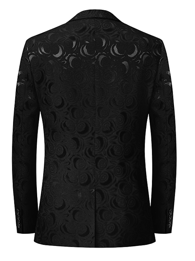 Men's Wedding Party Rose Floral Jacquard Blazer Jacket Tailored Fit ...