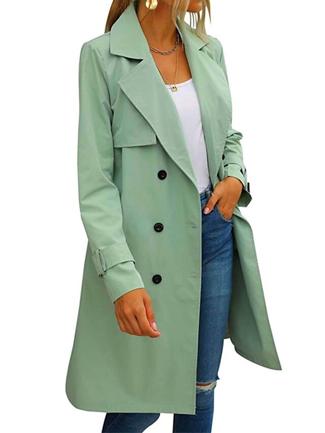 Womens Clothing Womens Outerwear | Womens Trench Coat Street Daily Holiday Fall Winter Long Coat Regular Fit Warm Breathable Cas