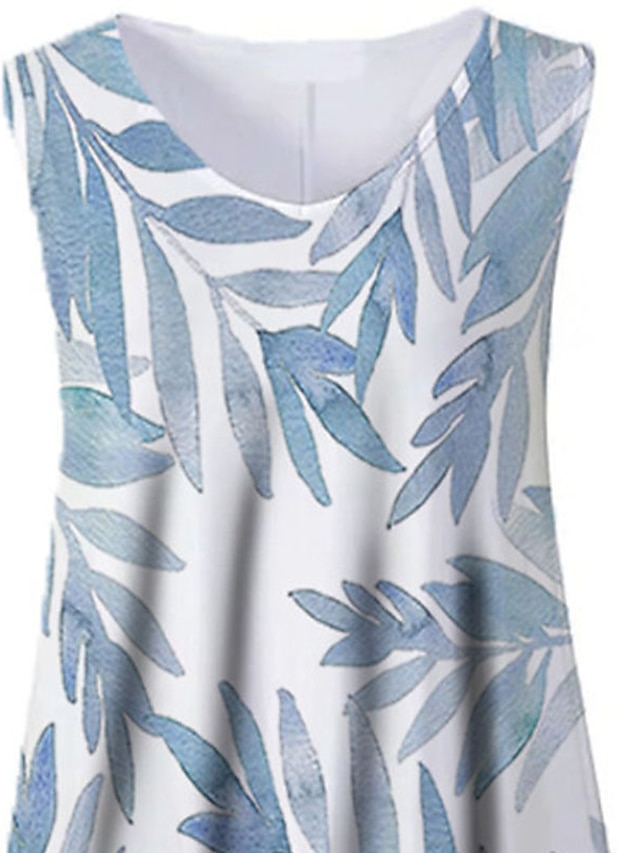 Womens Clothing Plus Size Collection | Womens Plus Size Tops Tank Top Leaf Print Sleeveless Crewneck Streetwear Daily Holiday Co