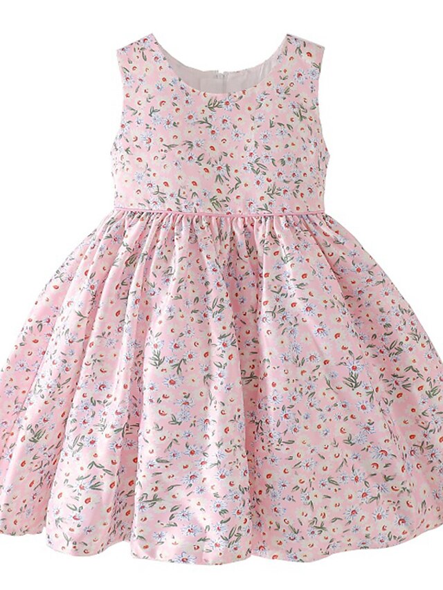 Baby & Kids Girls Clothing | Toddler Little Girls Dress Flower Skater Dress Party Daily Pink Knee-length Sleeveless Princess Cut
