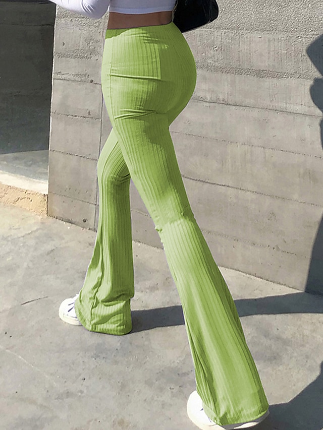 Womens Clothing Womens Bottoms | Womens Stylish Casual Chinos Full Length Pants Casual Stretchy Solid Colored High Waist Green B