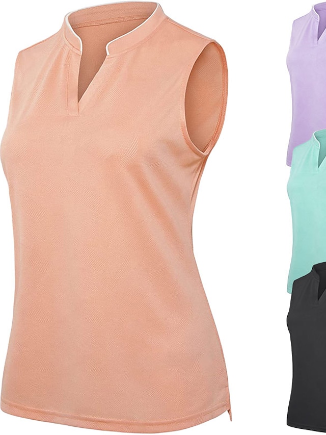  Per donna Nero Viola Arancione chiaro Senza maniche Protezione solare Leggero Maglietta Superiore Abbigliamento da golf da donna Abbigliamento Abiti Abbigliamento