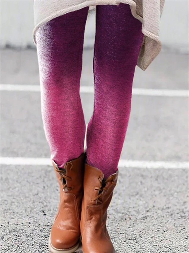  leggings da donna normali alla moda lunghezza intera vita media stampa zebra sfumata gatto comfort microelastico regali casual nero rosso viola fucsia slim