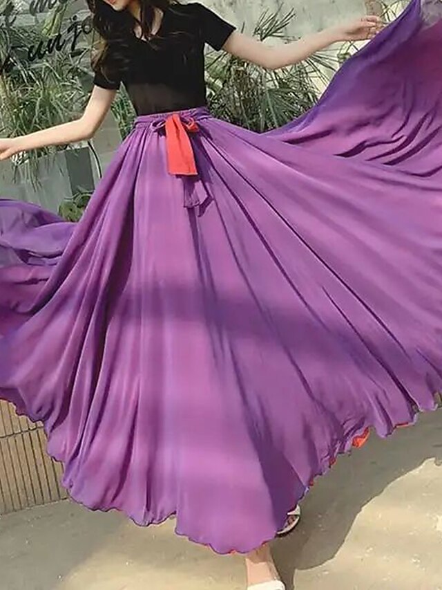 Womens Clothing Womens Bottoms | Womens Fashion Skirts Carnival Performance Solid Colored Layered Green Blue Purple S M L - HY54