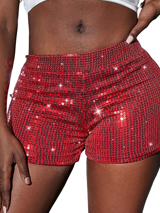 Womens Clothing Womens Bottoms | Womens Fashion Shorts Hot Pants Sequins Short Pants Club Weekend Micro-elastic Plain Comfort Mi