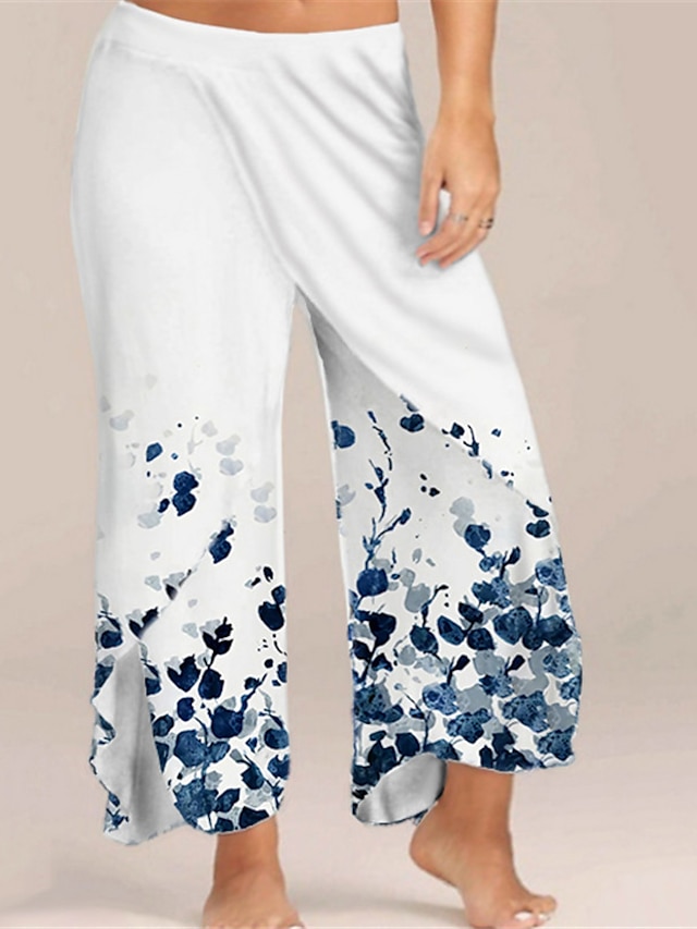 Womens Clothing Plus Size Collection | Womens Plus Size Pants Chinos Print Floral Casual Vacation Casual Daily Natural Full Leng