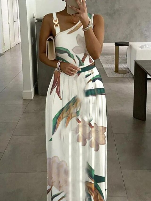 Robe décontractée pour femme robe swing robe longue robe maxi blanc