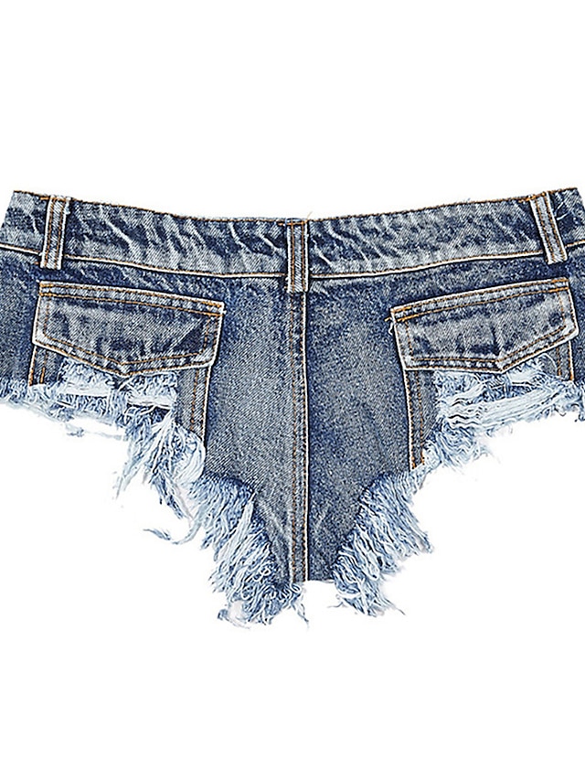 Womens Clothing Womens Bottoms | Womens Sexy Shorts Hot Pants Tassel Fringe Short Pants Holiday Beach Micro-elastic Plain Denim 