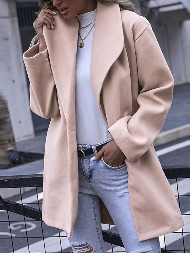 Womens Clothing Womens Outerwear | Womens Coat Street Daily Going out Fall Winter Long Coat Regular Fit Windproof Warm Casual St