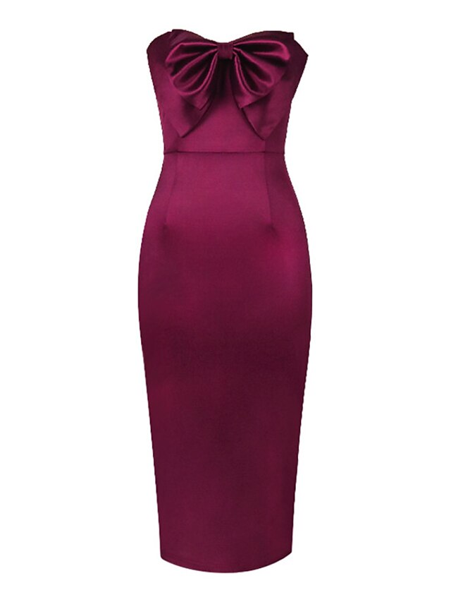 Womens Clothing Plus Size Collection | Womens Plus Size Sheath Dress Solid Color Strapless Sleeveless Spring Summer Sexy Prom Dr