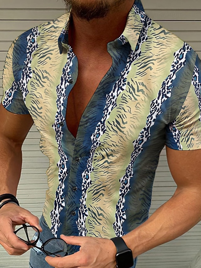 Keephen Hommes Casual Chemises À Col Montant Samouraï Japonais Chat