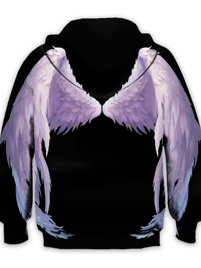 Baby & Kids Girls Clothing | Kids Girls Hoodie Long Sleeve 3D Print Wings Pocket Black Children Tops Fall Spring Fashion Streetw