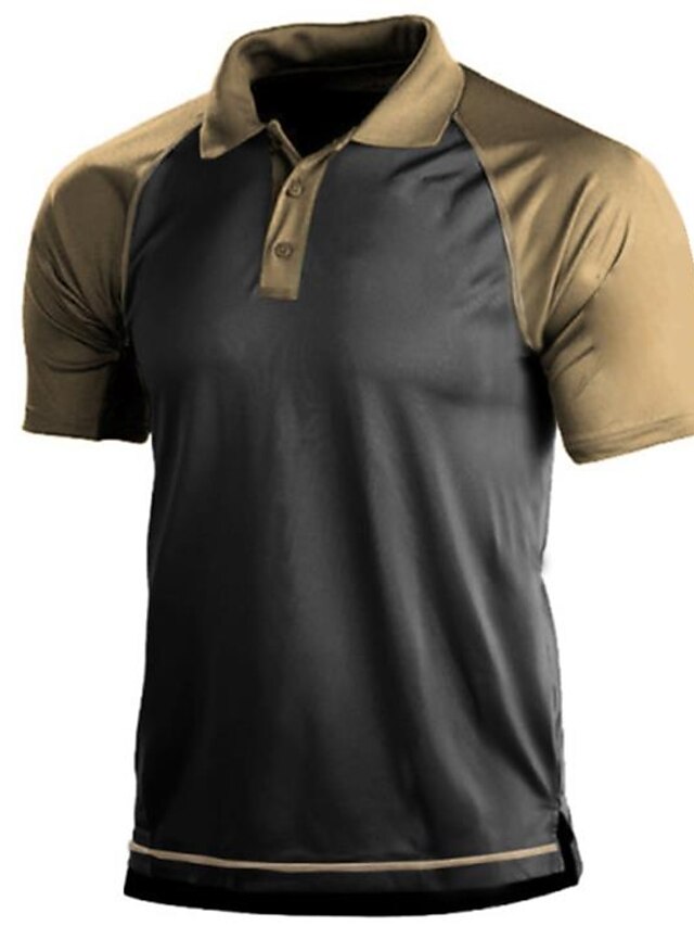 Men's Polo Shirt Golf Shirt Solid Color Turndown Green / Black Green Black Dusty Blue Brown Street Daily Short Sleeve Button-Down Clothing Apparel Fashion Casual Comfortable