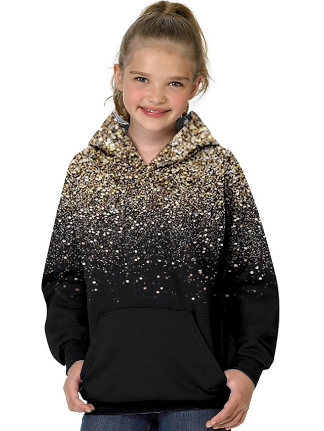 Baby & Kids Girls Clothing | Kids Girls Hoodie Long Sleeve 3D Print Gradient Pocket Gold Children Tops Fall Spring Fashion Stree