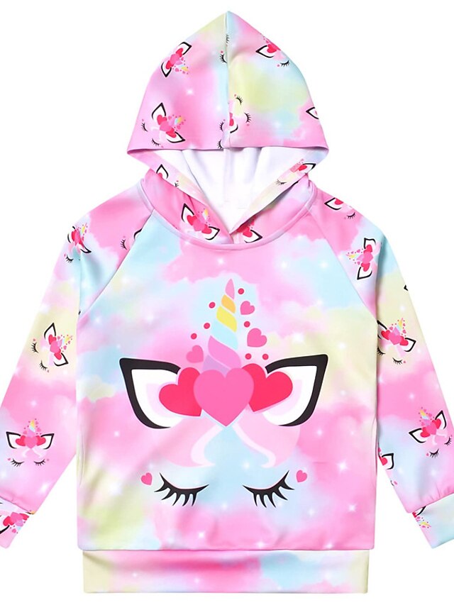 Baby & Kids Girls Clothing | Kids Girls Hoodie Long Sleeve 3D Print Unicorn Animal Pocket Pink Children Tops Fall Spring Fashion