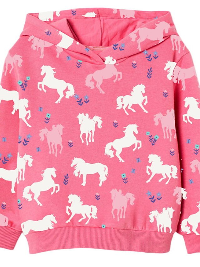 Baby & Kids Girls Clothing | Kids Girls Hoodie Long Sleeve Graphic Patterned Vivid Pink Children Tops Fall Fashion Adorable Dail