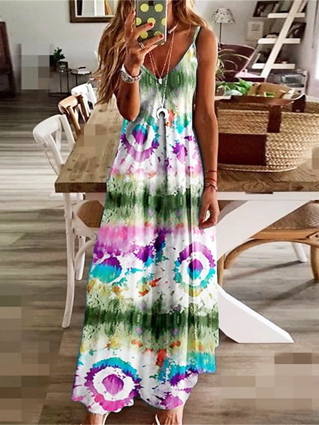 Womens Clothing Womens Dresses | Womens Floral Dress Maxi long Dress Green Blue Purple Champagne Red Sleeveless Floral Backless 