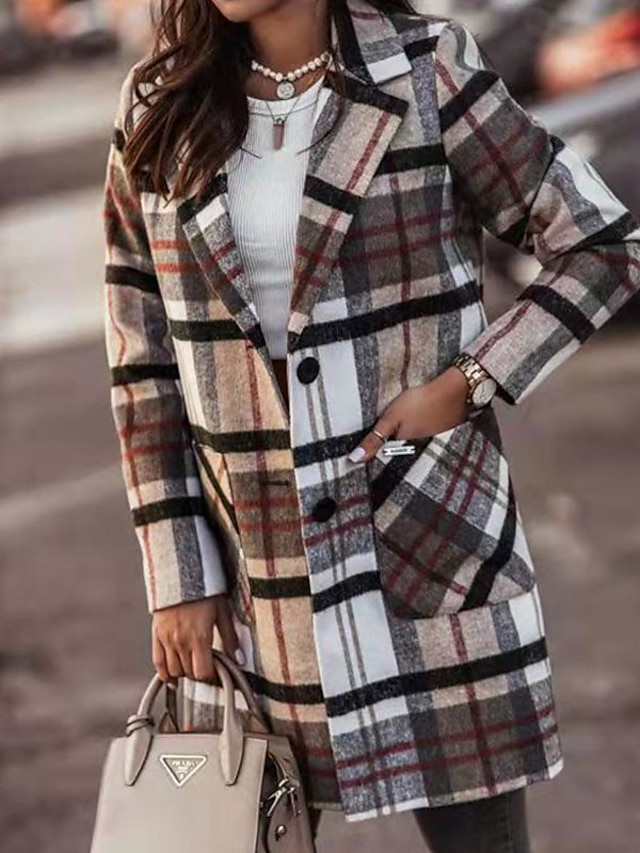 Womens Clothing Womens Outerwear | Womens Coat Street Daily Going out Fall Winter Long Coat Regular Fit Windproof Warm Casual St