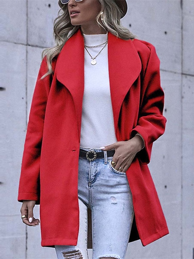 Womens Clothing Womens Outerwear | Womens Coat Street Daily Going out Fall Winter Long Coat Regular Fit Windproof Warm Casual St