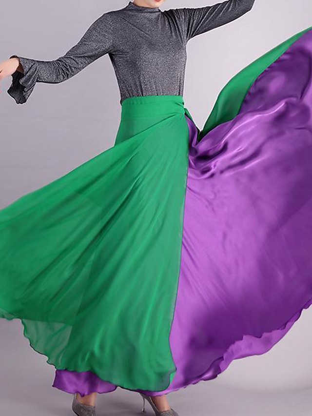 Womens Clothing Womens Bottoms | Womens Fashion Swing Skirts Carnival Performance Color Block Tulle Green Blue Wine S M L / Maxi