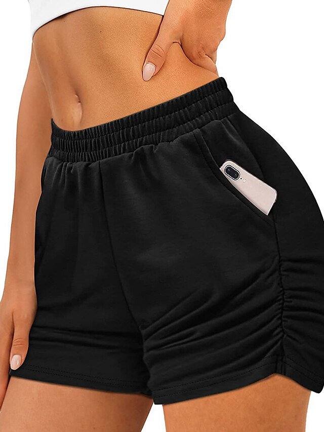 Womens Clothing Womens Bottoms | Womens Casual / Sporty Athleisure Shorts Side Pockets Short Pants Casual Weekend Micro-elastic 