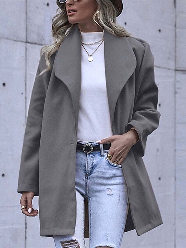 Womens Clothing Womens Outerwear | Womens Coat Street Daily Going out Fall Winter Long Coat Regular Fit Windproof Warm Casual St