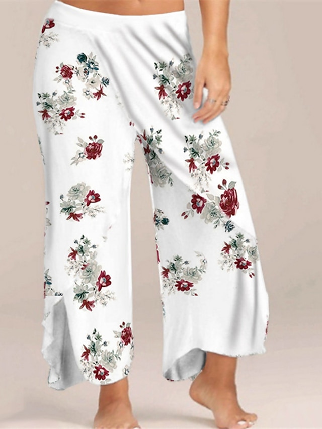 Womens Clothing Plus Size Collection | Womens Plus Size Pants Chinos Print Floral Casual Vacation Casual Daily Natural Full Leng