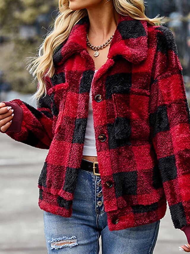 Womens Clothing Womens Outerwear | Womens Teddy Coat Sherpa jacket Fleece Jacket Street Daily Going out Fall Winter Regular Coat