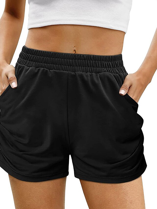 Womens Clothing Womens Bottoms | Womens Casual / Sporty Athleisure Shorts Side Pockets Short Pants Casual Weekend Micro-elastic 