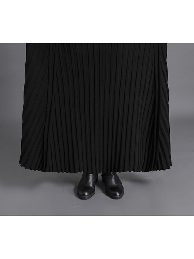 Womens Clothing Womens Bottoms | Womens Streetwear Swing Skirts Office / Career Casual Daily Solid Colored Pleated Black Gray Kh