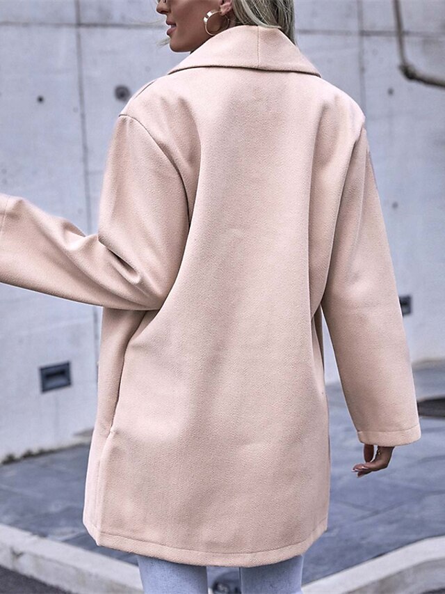 Womens Clothing Womens Outerwear | Womens Coat Street Daily Going out Fall Winter Long Coat Regular Fit Windproof Warm Casual St