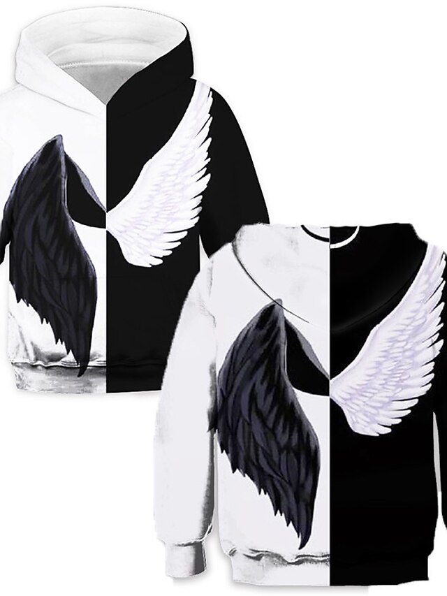 Baby & Kids Girls Clothing | Kids Unisex Boys Girls Hoodie Long Sleeve 3D Print Wings Pocket White Children Tops Fall Spring Fas