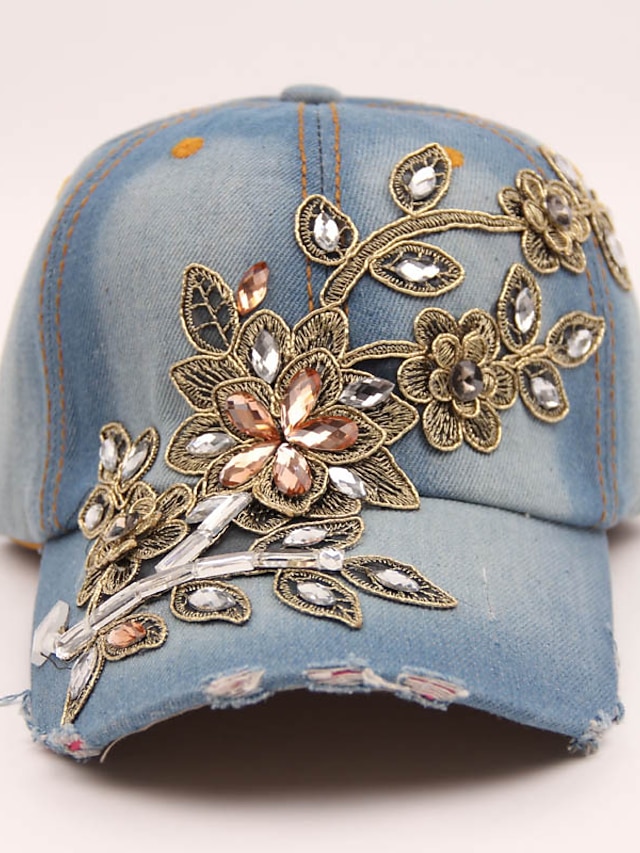  Women's Hat Baseball Cap Blue Yellow Dusty Blue Outdoor Street Dailywear Floral Embroidery Flower Sun Protection Windproof Breathable