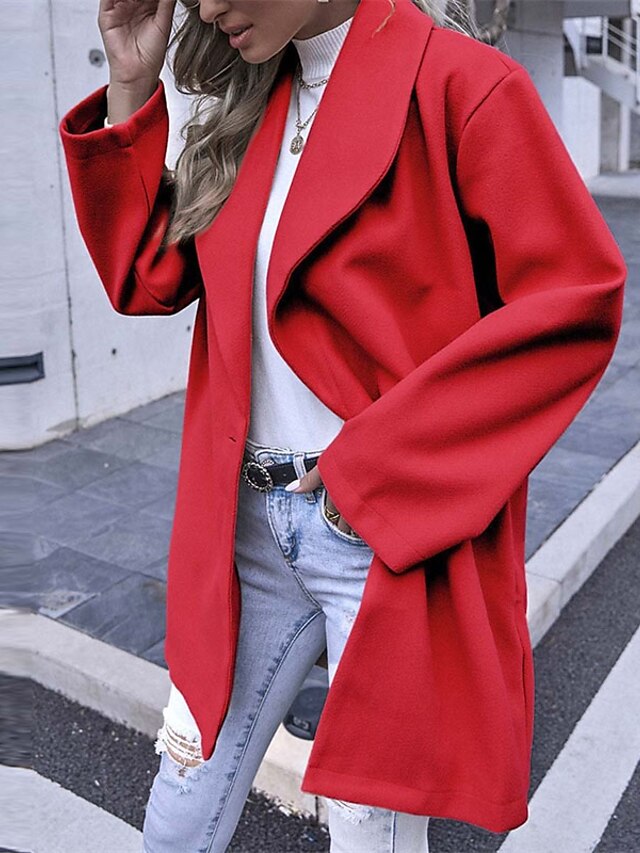 Womens Clothing Womens Outerwear | Womens Coat Street Daily Going out Fall Winter Long Coat Regular Fit Windproof Warm Casual St