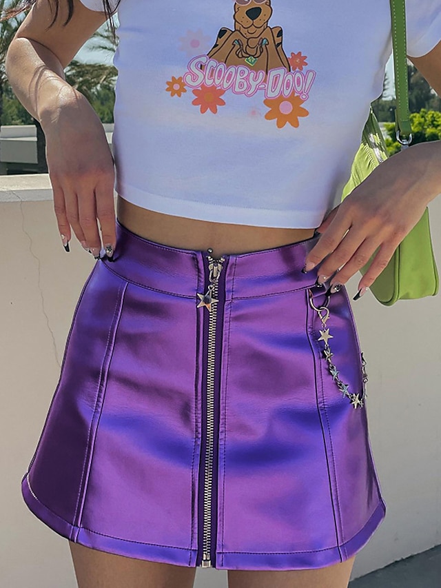 Womens Clothing Womens Bottoms | Womens Streetwear Skirts Carnival Homecoming Solid Colored Purple S M L - XQ30642