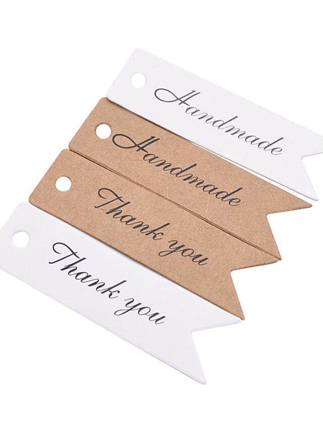  100 stks/partij verpakking tags handgemaakte hang tag kraftpapier tags dank u gift tag labels voor diy bruiloft gift of candy tags