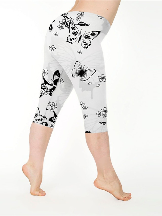 Womens Clothing Plus Size Collection | Womens Plus Size Leggings Capri shorts Print Floral Animal Sporty Casual Casual Daily Hig