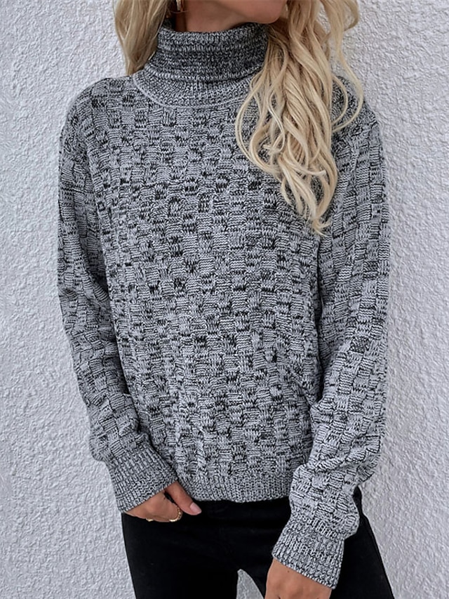 Womens Clothing Sweaters & Cardigans | Womens Sweater Jumper chunky Knit Knitted Solid Color Turtleneck Stylish Casual Daily Goi