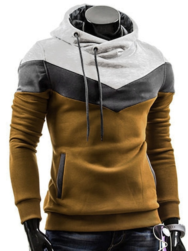 Mens Clothing Mens Hoodies & Sweatshirts | Mens Plus Size Hoodie Color Block Turtleneck Daily Sports Weekend Active Hoodies Swea