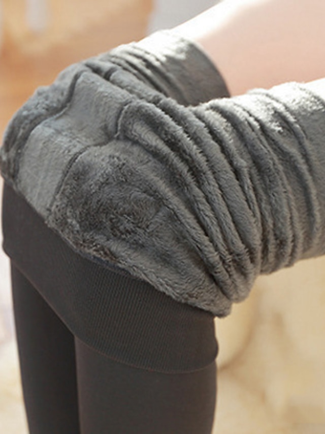  Mulheres Calças de lã calças justas Cintura Média Comprimento total Preto Outono & inverno