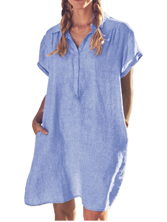 Women's T Shirt Dress Tee Dress Sports Dress Mini Dress Blue Beige Gray ...