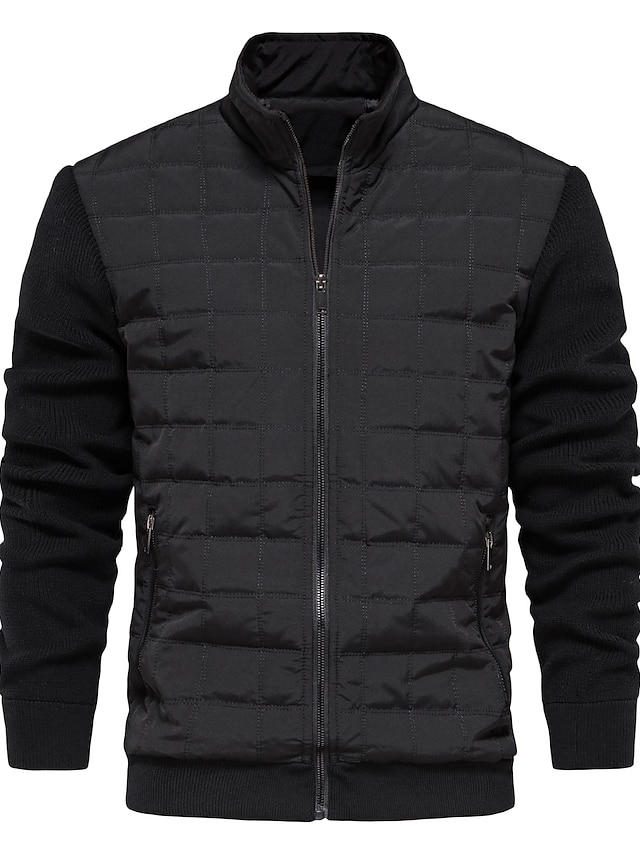  Men's Jacket Sporty Casual Streetwear Pocket Street Daily Going out Outdoor Coat Polyester Regular Black Blue Wine Fall Winter Zipper Stand Collar Regular Fit L XL XXL 3XL / Long Sleeve