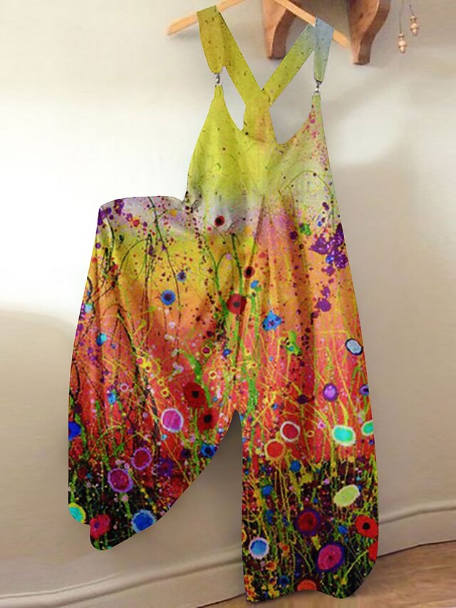 Women's Pants Trousers Jumpsuit Rompers Graphic Flower / Floral Print ...