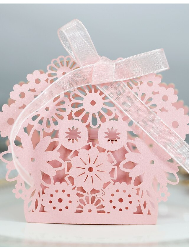  Wedding Creative Gift Boxes Non-woven Paper Ribbons 50 pcs