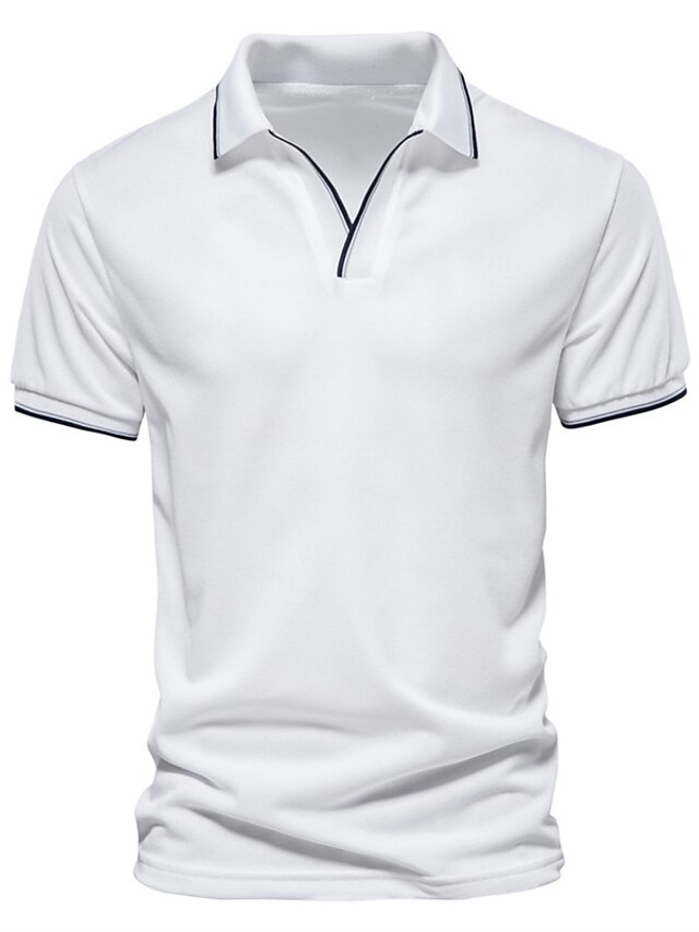  Men's Polo Shirt Golf Shirt Solid Color Turndown Black Dark Green Navy Blue Light Blue White Street Daily Short Sleeve Clothing Apparel Fashion Casual Comfortable