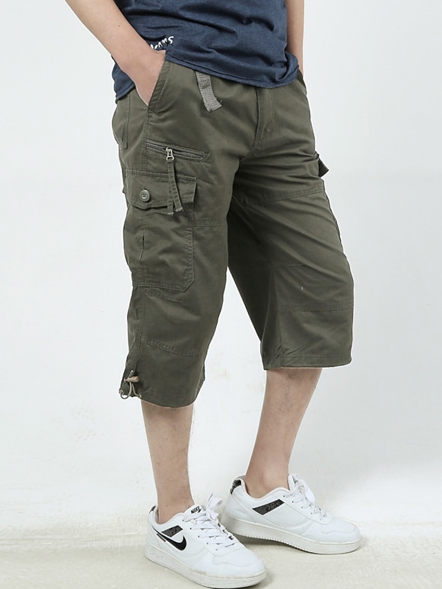 Herren Capri-Shorts Aus Baumwolle – Weites Bein, Elastische Taillie Mit Kordelzug