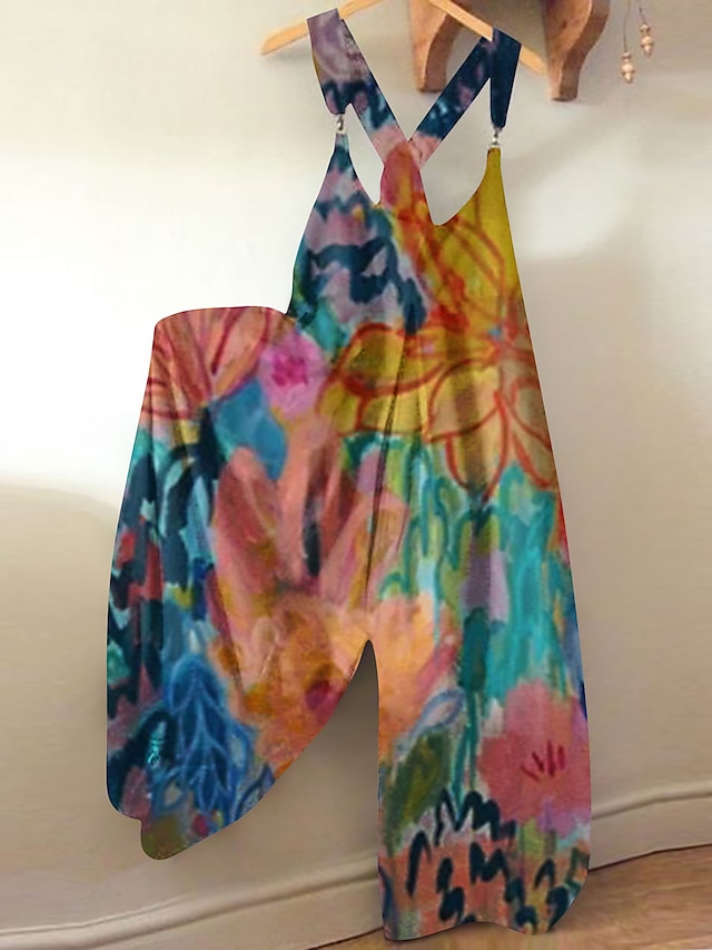 Women's Pants Trousers Jumpsuit Rompers Graphic Flower / Floral Print ...