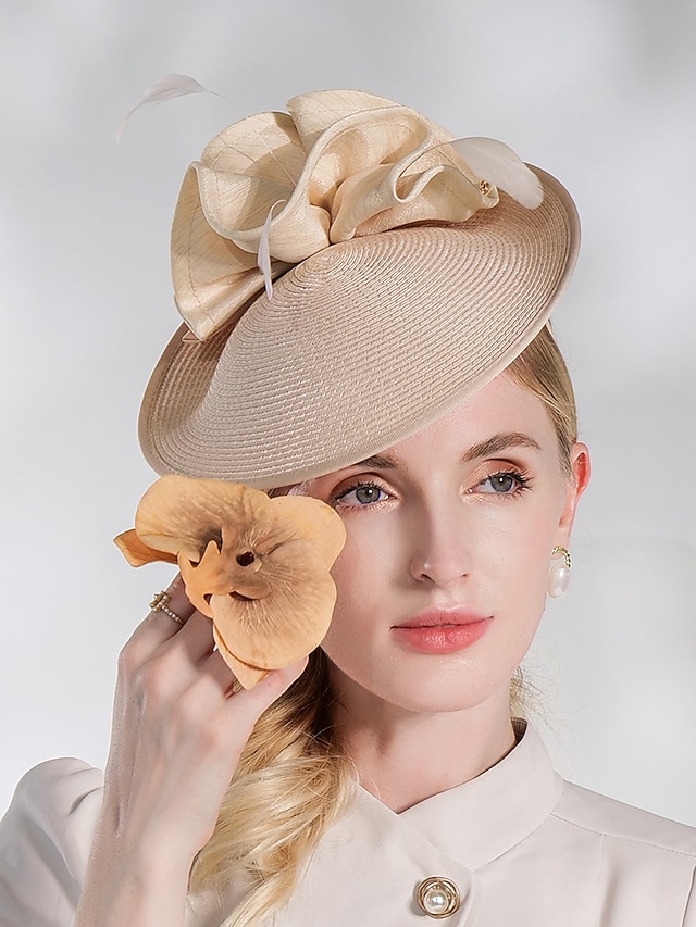  шляпа дерби в стиле Кентукки, элегантные пасторальные повязки на голову из абаки с рюшами/вечерний/чаепитие/головной убор с чашкой Мельбурна