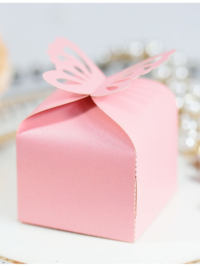  Hochzeit Schmetterling Geschenk Schachteln Nicht-gewebtes Papier Bänder 100 Stück